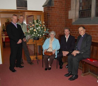 Dedication of a plaque in rememberance of the life and service of John Jackson
Marjorie Jackson with her sons and the Revd. Brian Johnson who officiated.
